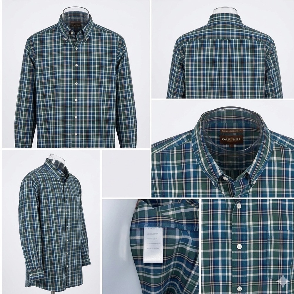 Oak Hill Shirt Men 2XL Plaid Long Sleeve Button Down Wrinkle Free Cool Dry Green